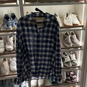 rag & bone Navy and White Checkered Shirt
